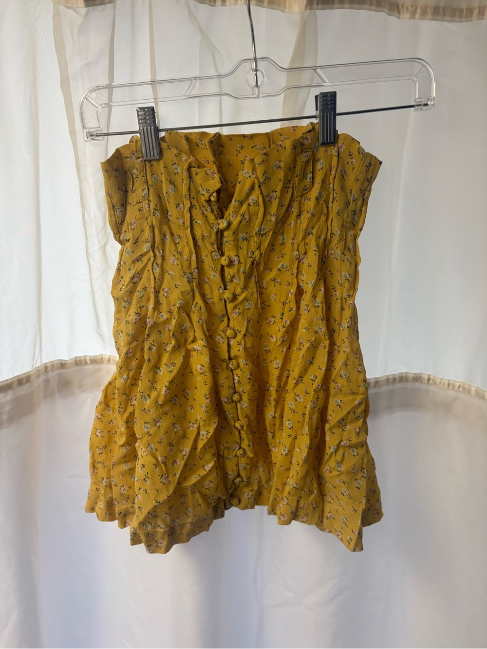 Volcom Yellow Floral Button-Front Skirt
